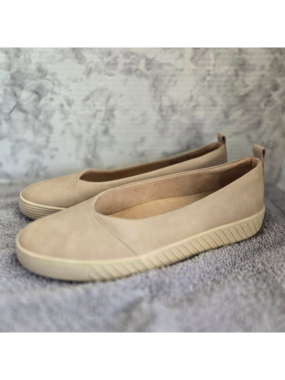 SOUL Naturalizer Neela Slip-On Platform Flats Beige Taupe Womens Sz 10M
